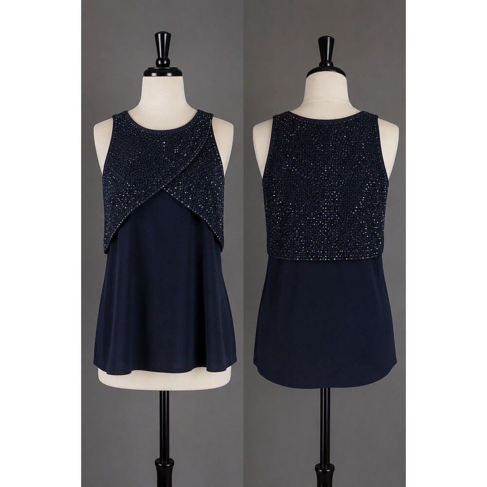 Emporio Armani Italian Navy Embellished Evening Cocktail Top IT 38 | US 2 NWT